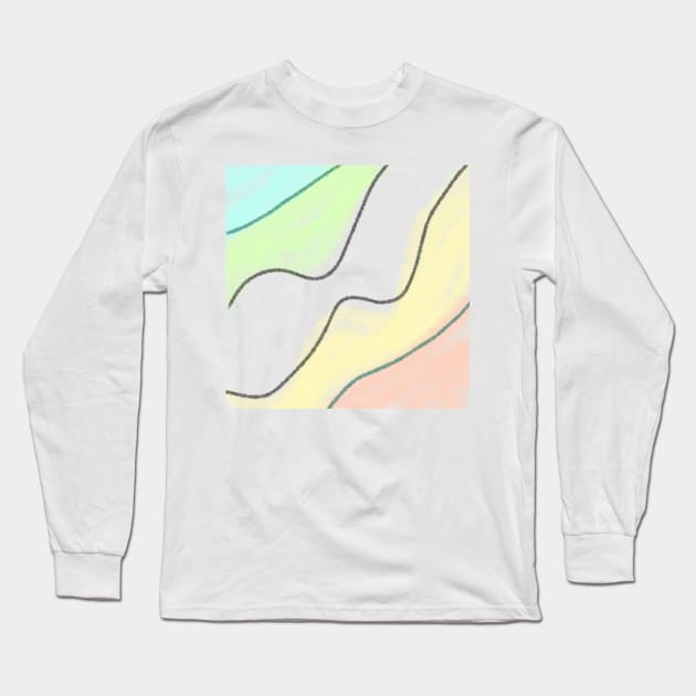 Orange yellow green watercolor black line art Long Sleeve T-Shirt by Artistic_st